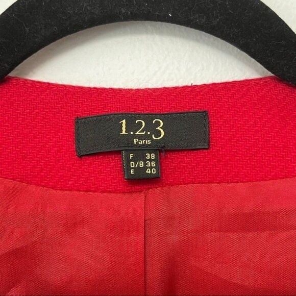 1.2.3 Paris Red Long Blazer Size 8 - Picture 6 of 10